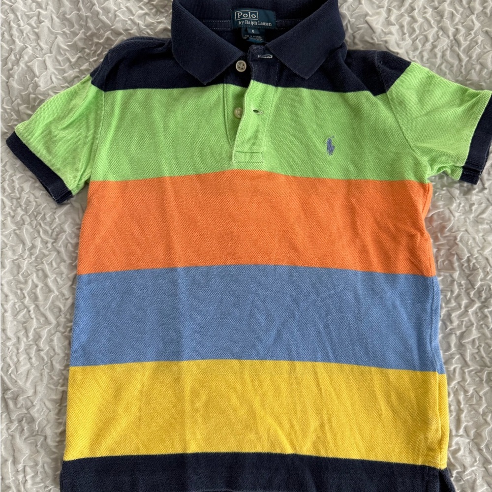 Polo by Ralph Lauren Kids Striped Polo Shirt - Green, Orange, Blue, Yellow